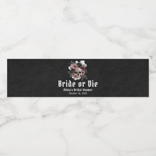 Halloween-Schädelbrille oder Die Brautparty Wasserflaschenetikett (Einzelnes Label)