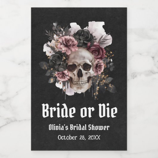 Halloween-Schädelbrille oder Die Brautparty Weinetikett (Einzelnes Label)