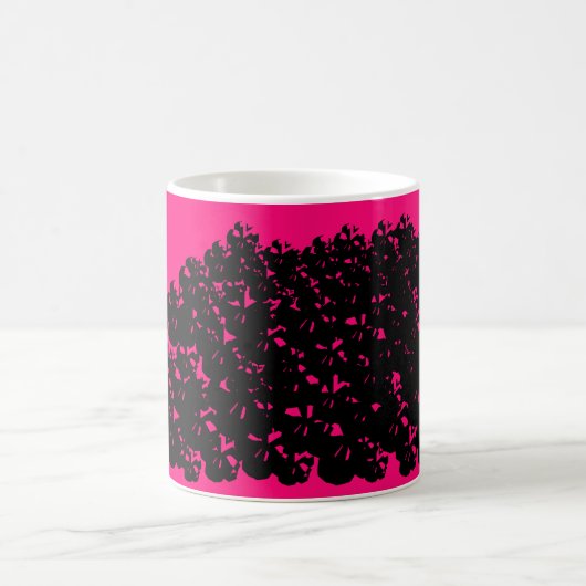 Halloween Schädelhaufen schwarzer Neon Pink Magent Kaffeetasse (Mittel)