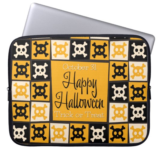 Halloween-Schädelmosaik Laptopschutzhülle (Vorderseite)