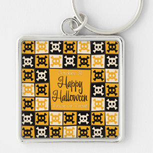 Halloween-Schädelmosaik Schlüsselanhänger