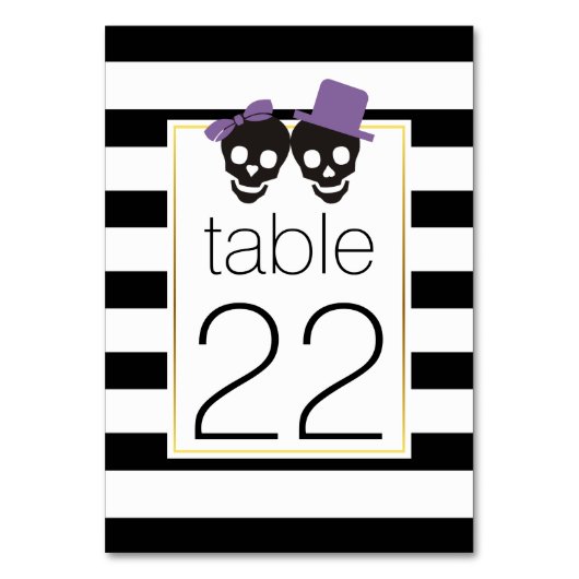 Halloween Schädelpaar lila Hochzeitsfeier Tischnum Tischnummer (Rückseite)