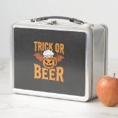 Halloween-Scherz oder Bier-Kürbis-Fledermaus-Grafi Metall Brotdose (Beispiel)