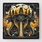 Halloween-Schlangen in einem abendlichen Ambiente Quadratische Wanduhr (Vorderseite)