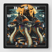 Halloween-Schlangen in einer unheimlichen Landscha Quadratische Wanduhr (Vorderseite)