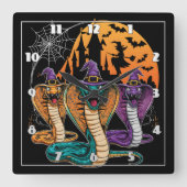 Halloween-Schlangen in pulsierenden Kostümen der N Quadratische Wanduhr (Vorderseite)
