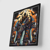 Halloween-Schlangen in unheimlicher Atmosphäre in  Quadratische Wanduhr (Winkel)