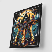 Halloween-Schlangen in unheimlicher Kleidung bei D Quadratische Wanduhr (Winkel)