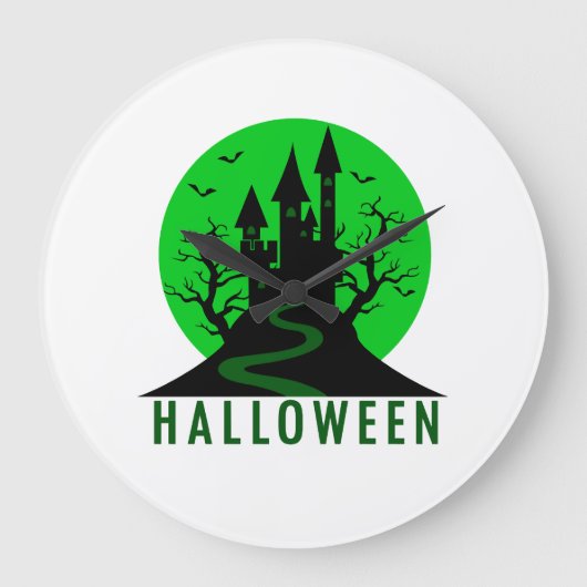 HALLOWEEN SCHLOSS GROßE WANDUHR (Vorderseite)