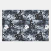Halloween-Schloss mit Mond und Fledermäusen Gotisc Geschenkpapier Set (Vorderseite 2)