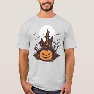 🎃 Halloween - Schloss und Kürbis im Mondschein T-Shirt