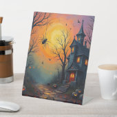 Halloween-Schloss und Mond Sockelschild (In SItu)