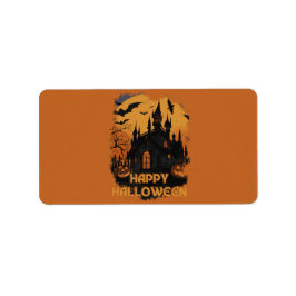 Halloween-Schloss unter Mondlicht Adressaufkleber