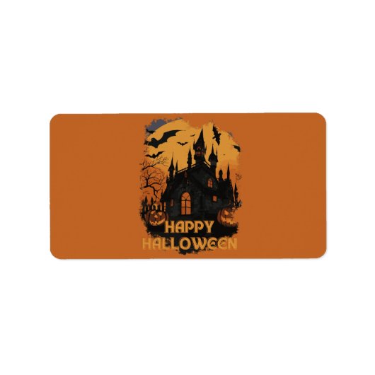 Halloween-Schloss unter Mondlicht Adressaufkleber (Vorne)