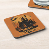 Halloween-Schloss unter Mondlicht Getränkeuntersetzer (Linke Seite)