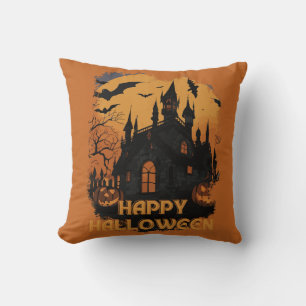 Halloween-Schloss unter Mondlicht Kissen
