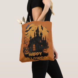 Halloween-Schloss unter Mondlicht Tasche