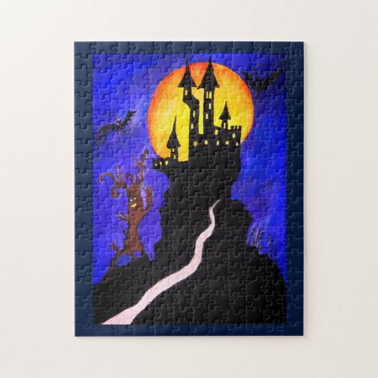Halloween-Schlossbaum-Photo-Puzzle mit Geschenkbox Puzzle (Vertikal)
