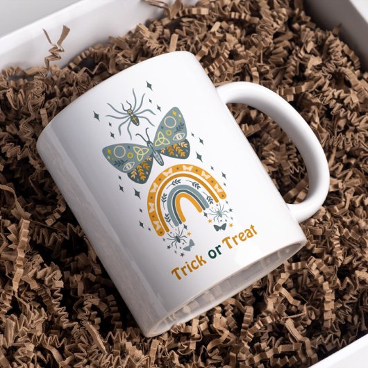 Halloween-Schmetterlinge, Regenbogen und Spinnen Kaffeetasse