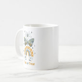 Halloween-Schmetterlinge, Regenbogen und Spinnen Kaffeetasse (Vorderseite Links)
