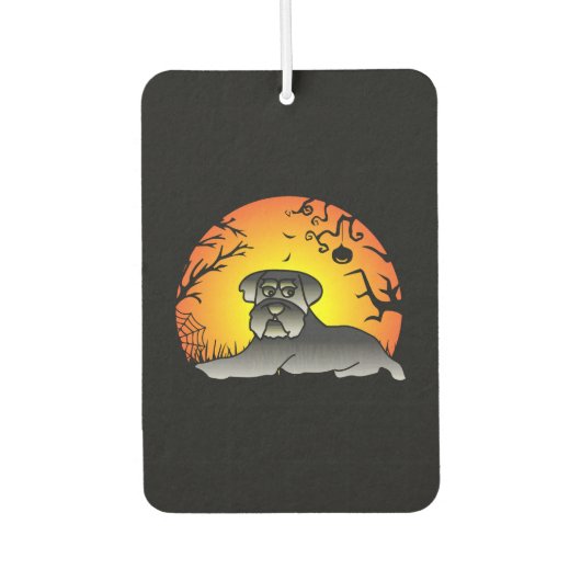 Halloween Schnauzer Dog Lover T - Shirt Autolufterfrischer (Vorderseite)