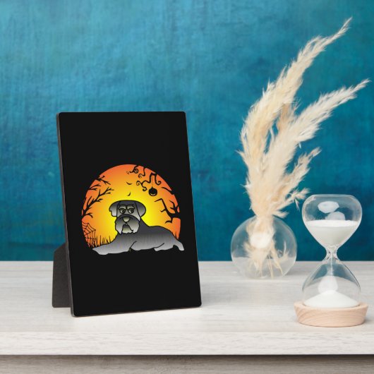 Halloween Schnauzer Dog Lover T - Shirt Fotoplatte (Seite)