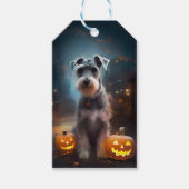 Halloween Schnauzer mit Pumpkins Beängstigend Geschenkanhänger (Vorderseite)
