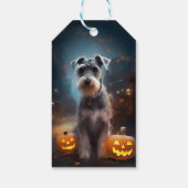 Halloween Schnauzer mit Pumpkins Beängstigend Geschenkanhänger (Rückseite)