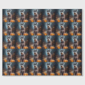 Halloween Schnauzer mit Pumpkins Beängstigend Geschenkpapier (Flach)