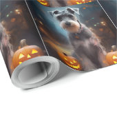 Halloween Schnauzer mit Pumpkins Beängstigend Geschenkpapier (Rolleneckpunkt)