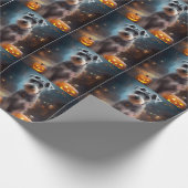 Halloween Schnauzer mit Pumpkins Beängstigend Geschenkpapier (Ecke)