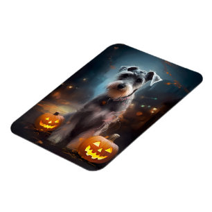 Halloween Schnauzer mit Pumpkins Beängstigend Magnet