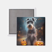 Halloween Schnauzer mit Pumpkins Beängstigend Magnet (Vorderseite/Rückseite)