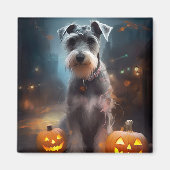 Halloween Schnauzer mit Pumpkins Beängstigend Magnet (Vorne)