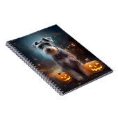 Halloween Schnauzer mit Pumpkins Beängstigend Notizblock (Rechte Seite)