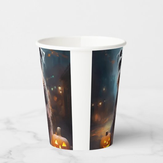 Halloween Schnauzer mit Pumpkins Beängstigend Pappbecher (Links)