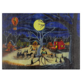 Halloween-Schneidebrett, Hexen, Schwarzes, Katzen Schneidebrett (Vorderseite)