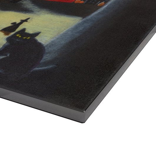 Halloween-Schneidebrett, Hexen, Schwarzes, Katzen Schneidebrett (Ecke)
