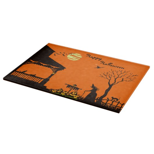Halloween-Schneidebrett, Hexen, Vogelscheuche, Schneidebrett (Ecke)