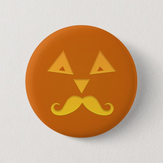 Halloween-Schnurrbart-Kürbisknöpfe Button (Vorderseite)