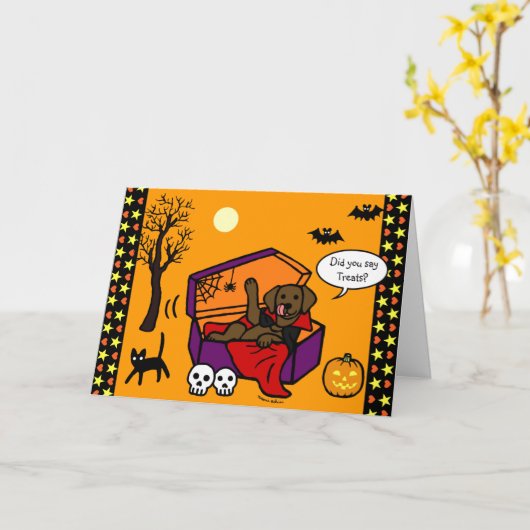 Halloween-Schokoladen-LabradorVampire Karte (Gelbe Blume)
