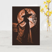 Halloween Schöne Hexe Silhouette in Orange Karte (Gelbe Blume)