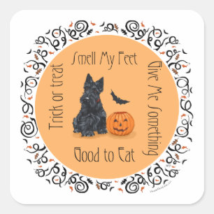Halloween Schottischer Terrier Quadratischer Aufkleber