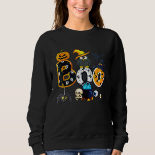 Halloween Schreck-Eule mit Hexenhut Spinnen Jungen Sweatshirt