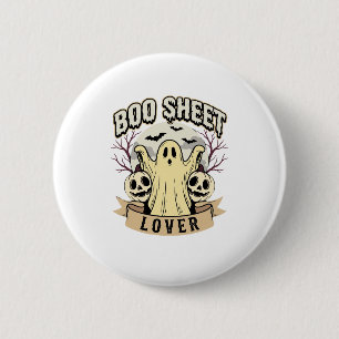 Halloween-Schreckblatt Liebhaber Geist Mond Button