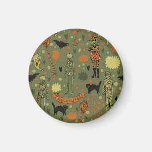 Halloween-Schrecken: Gruseliger Vintage-Mix Magnet