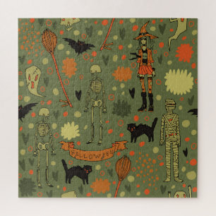 Halloween-Schrecken: Gruseliger Vintage-Mix Puzzle