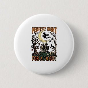 Halloween-Schreckenshexe Vintage Verzauberte Nacht Button