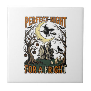 Halloween-Schreckenshexe Vintage Verzauberte Nacht Fliese