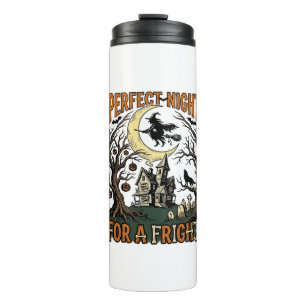 Halloween-Schreckenshexe Vintage Verzauberte Nacht Thermosbecher